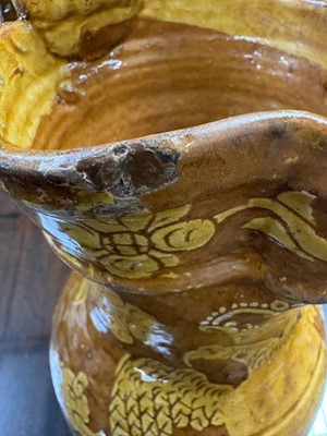 Lot 594 - A good North Devon slipware harvest jug, probably Barnstaple.