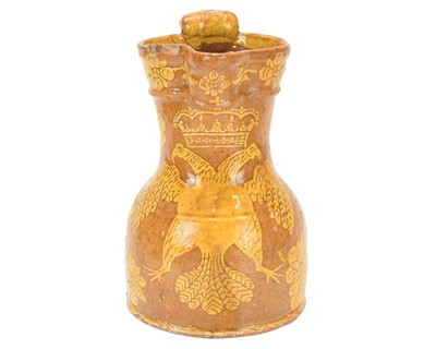 Lot 594 - A good North Devon slipware harvest jug, probably Barnstaple.