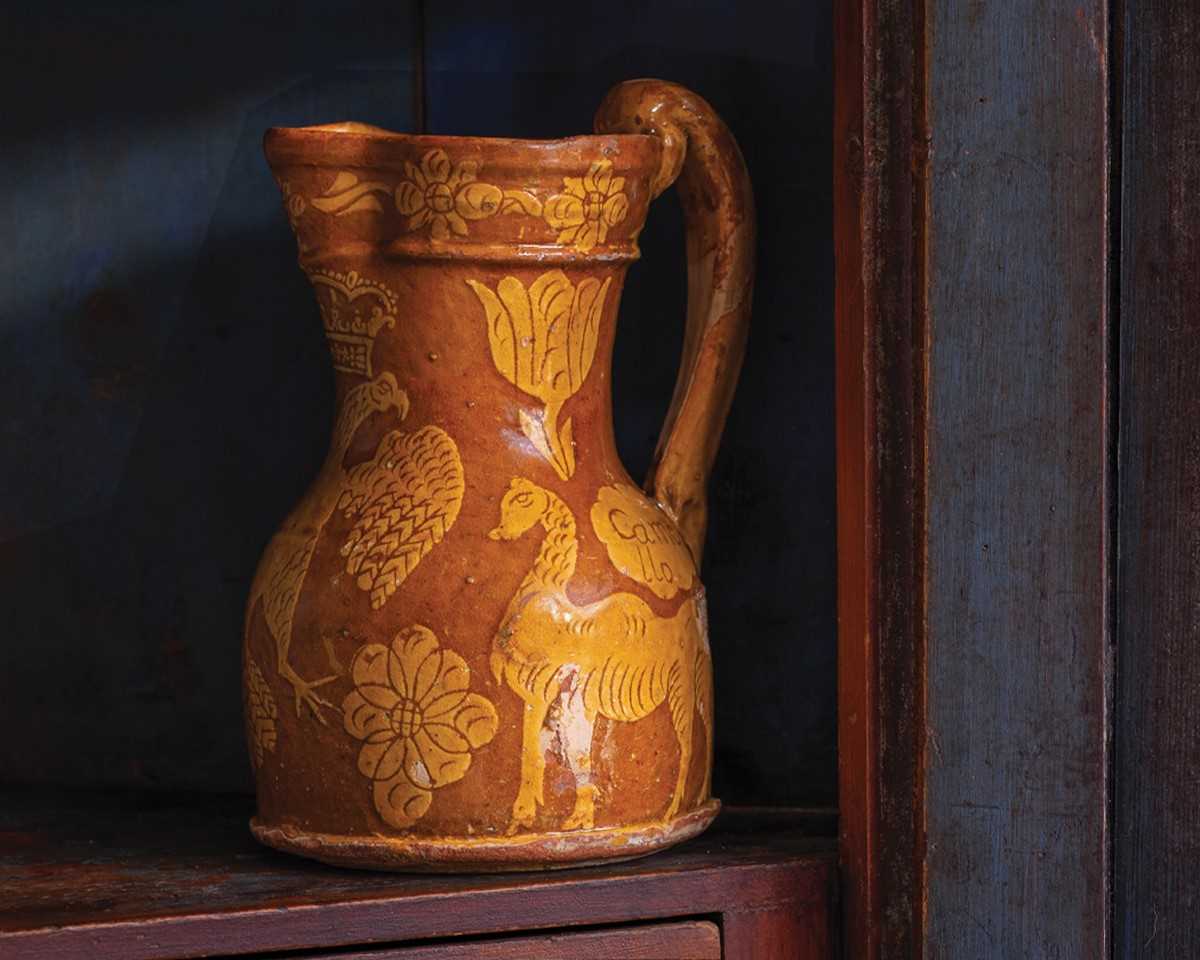Lot 594 - A good North Devon slipware harvest jug, probably Barnstaple.