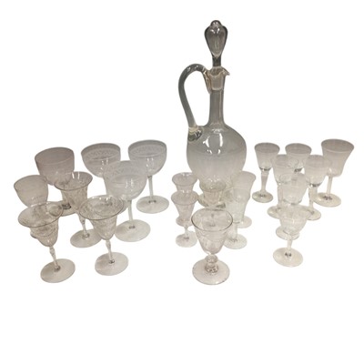 Lot 163 - A crystal-engraved decanter and a collection...
