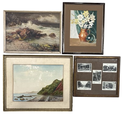 Lot 195 - A still-life watercolour signed B Craig, along...