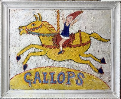 Lot 446 - Simeon STAFFORD (b.1956) Gallops Oil on board...