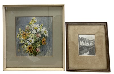 Lot 198 - A still-life watercolour on paper signed Irish,...