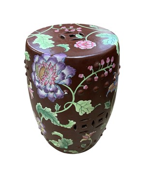 Lot 312 - A Chinese porcelain barrel shaped garden or conservatory seat.