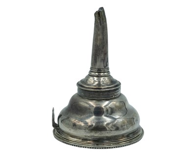 Lot 238 - A Georgian silver wine funnel by William Stroud.