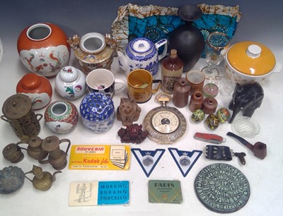 Lot 204 - A Box of Miscellany, Ceramics, Brass, a...