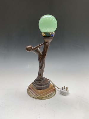 Lot 297 - An Art Deco style table lamp modelled as a...