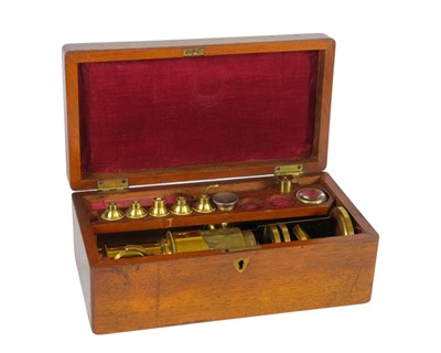 Lot 194 - A lacquered brass compound monocular drum microscope