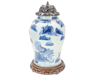 Lot 359 - A Chinese blue and white baluster temple jar