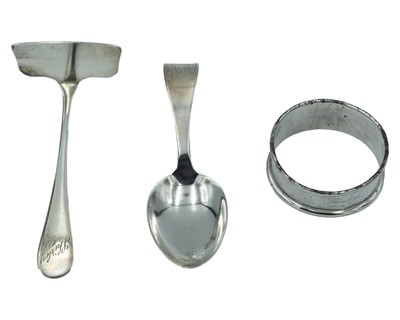 Lot 357 - A cased silver pusher and baby spoon by Deakin & Francis Ltd.