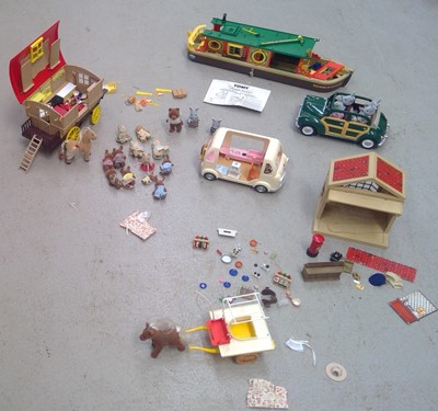 Lot 1 - Sylvanian Families Canal Boat, Family Car, Ice...
