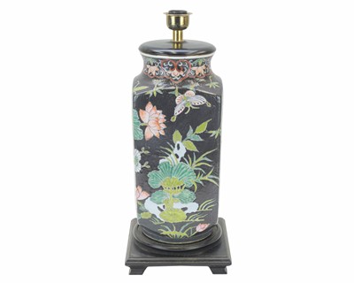 Lot 361 - A Chinese famille noir lamp base.