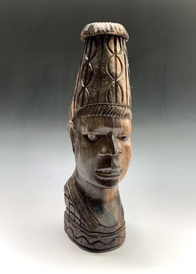 Lot 35 - An African carved wood head. Height 36.5cm.