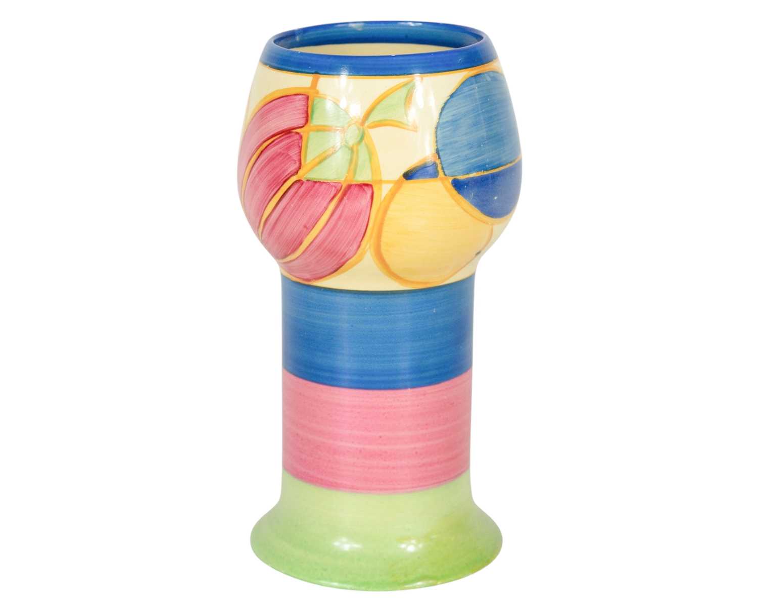 Lot 2 - A Clarice Cliff Fantasque Pastel Melon pattern vase.