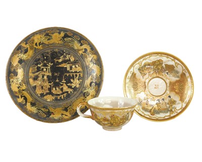 Lot 322 - A fine quality Japanese Satsuma small cup and saucer.