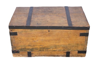 Lot 792 - An iron bound deal trunk.