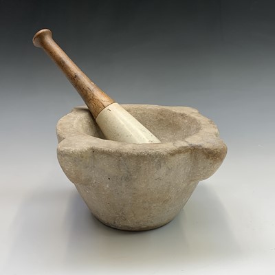 Lot 208 - A large marble pestle and mortar. Width 28cm.