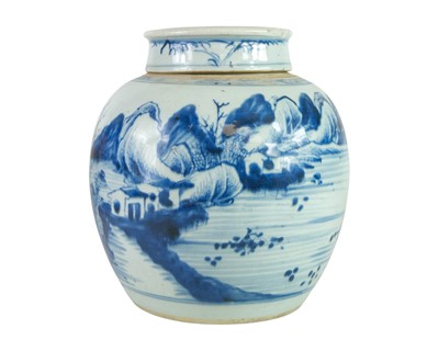 Lot 339 - A Chinese blue and white porcelain ginger jar and cover.