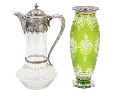 Lot 514 - A Bohemian cut glass green vase.