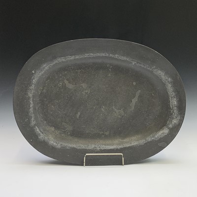 Lot 239 - A large 19th century pewter meat platter of...