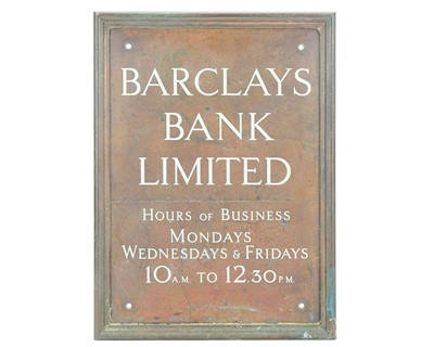 Lot 174 - A bronze Barclays Bank Limited Sign.
