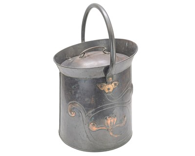 Lot 224 - An Art Nouveau copper coal scuttle.