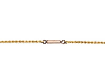 Lot 47 - A Victorian Etruscan Revival gold-mounted precious white opal set pendant, on a gold rope twist neck chain.