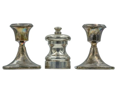 Lot 80 - A silver capstan pepper mill.