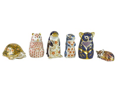 Lot 515 - Six Royal Crown Derby animal paperweights.