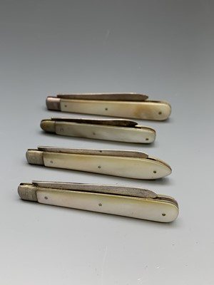 Lot 2428 - Four fruit knives, each with mother-of-pearl...