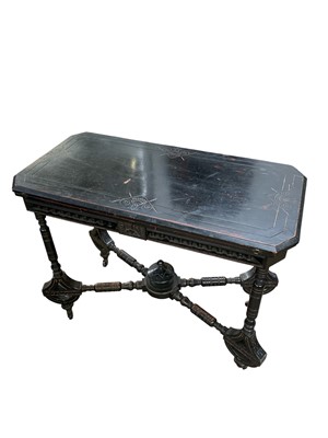 Lot 895 - A Victorian Aesthetic movement fold-top card table.