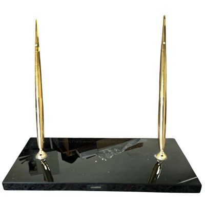 Lot 227 - A Sheaffer desk set, two electroplated gold...