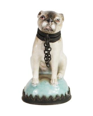 Lot 561 - A German porcelain scent bottle modelled as a pug.