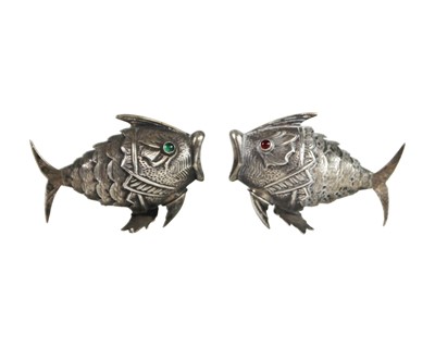 Lot 404 - Pair of novelty fish salt and pepper casters.