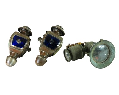 Lot 64 - A pair of French veteran car or vehicle lamps.