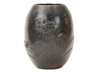 Lot 337 - A Japanese bronze ovoid vase.