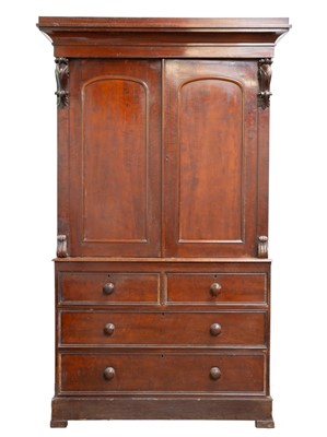 Lot 852 - A Victorian mahogany linen press.