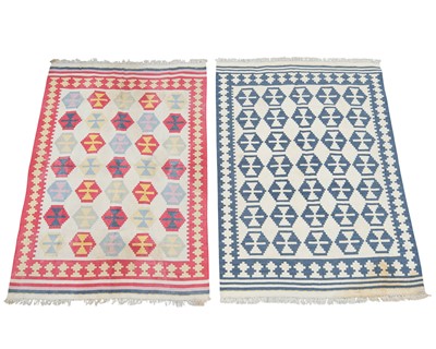 Lot 396 - Two contemporary flatweave wool rugs.