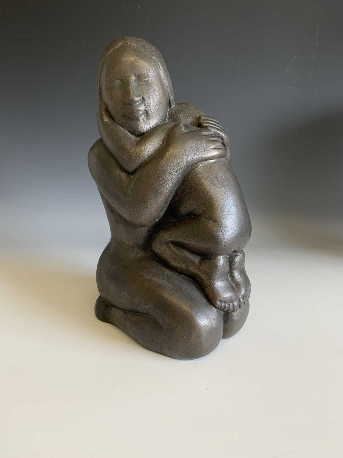 Lot 160 - A cold cast bronze mother and child