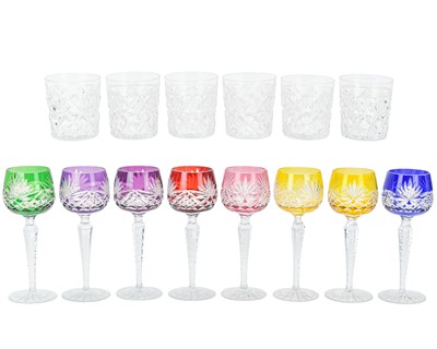 Lot 542 - A harlequin set of eight hock glasses.