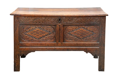 Lot 732 - An 18th century oak coffer.