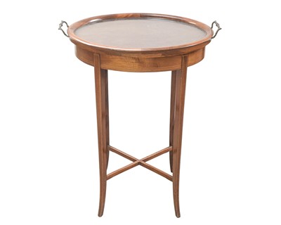 Lot 857 - An Edwardian mahogany and line inlaid oval occasional table.