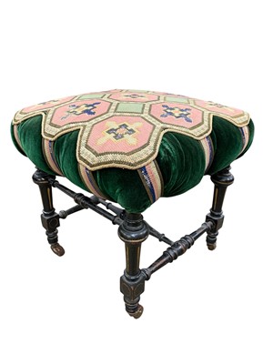 Lot 791 - A Victorian aesthetic movement ebonised and gilt stool.