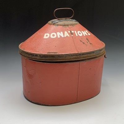 Lot 13 - A Victorian tin hat box, converted into a...