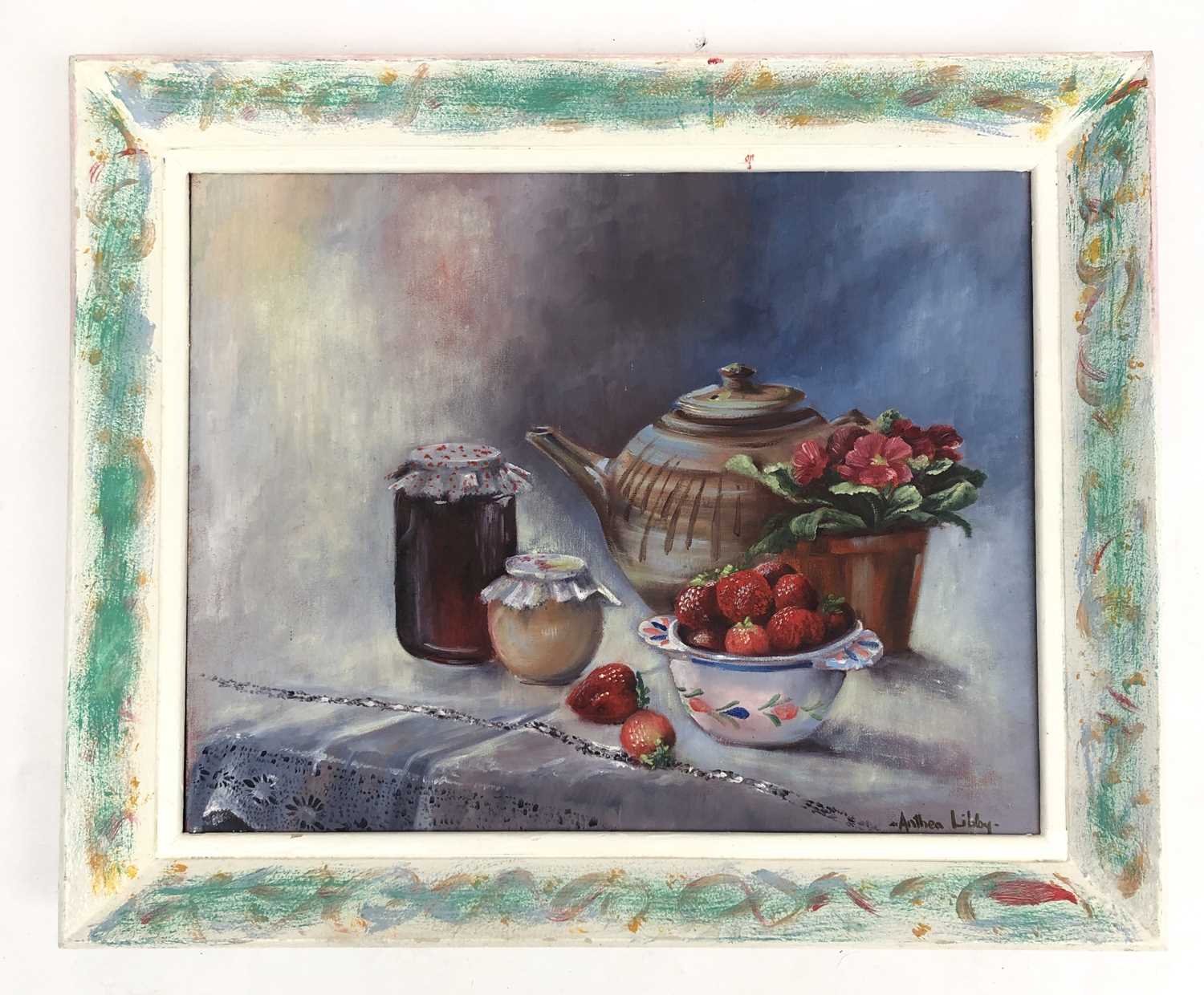 Lot 411 Anthea LIBBY Still Life Teapot, Jams,