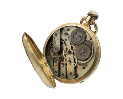 Lot 504 - An 18k cased keyless wind Swiss lever open face pocket watch.
