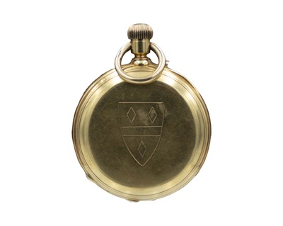 Lot 504 - An 18k cased keyless wind Swiss lever open face pocket watch.