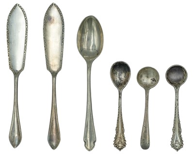 Lot 168 - A pair of silver butter knives by Allen & Darwin.
