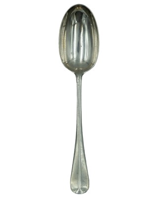 Lot 304 - A silver Hanoverian patterned table spoon by Josiah Williams & Co.