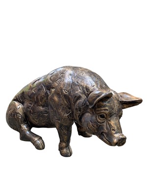 Lot 426 - A large garden pig ornament.